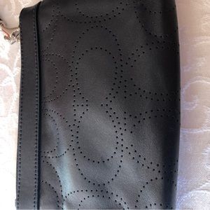 Coach black leather wristlet